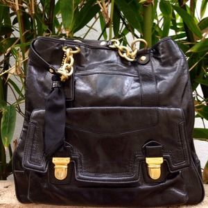 COACH Poppy Leather North South Pushlock Tote