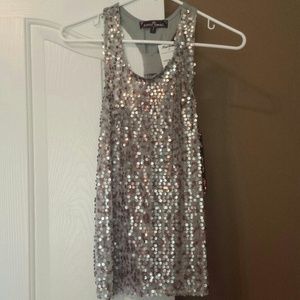 Silver sequin tank top