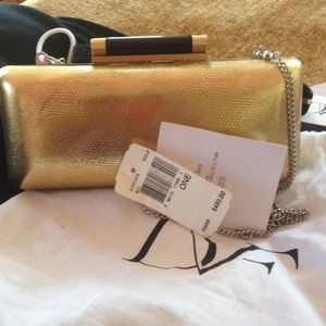 Gold metallic clutch  evening bag