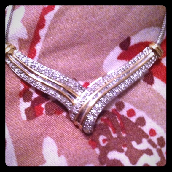 Gold & silver diamond accented necklace