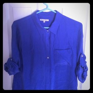 Beautiful blue, silk Madewell blouse.
