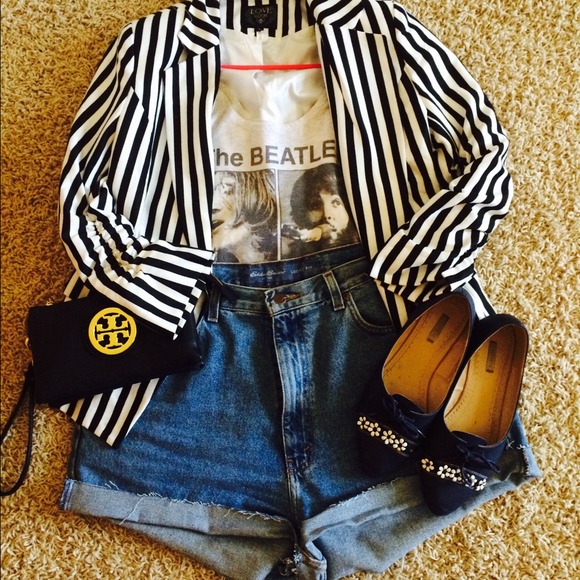 Black &White Striped Blazer
