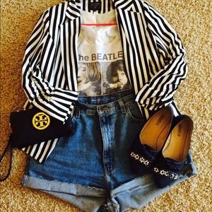 Black &White Striped Blazer