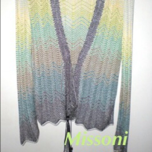 Missoni Light Green/Brown Chevron Stripe Cardigan