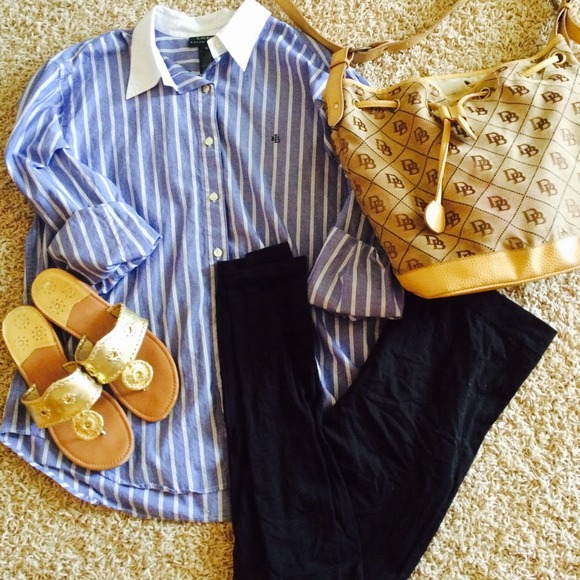 Blue and White Striped Button Up