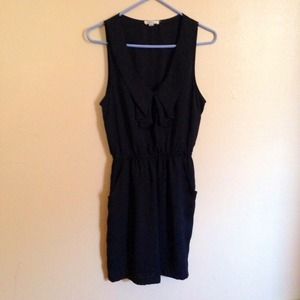 Black V-Neck Chiffon Dress