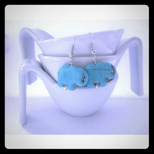 Handmade turquoise stone elephant earrings