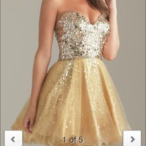 Short gold sequin prom dress