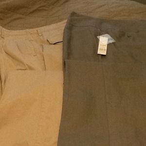 2 pairs of ladies slacks. Grey and Tan