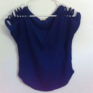 Blue cut out top