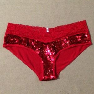 Victoria's Secret Pink - Red Sparkle Panties Sz M