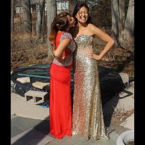 2014 Flirt Gold Prom Dress