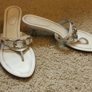 Cole Hann white low heel sandals