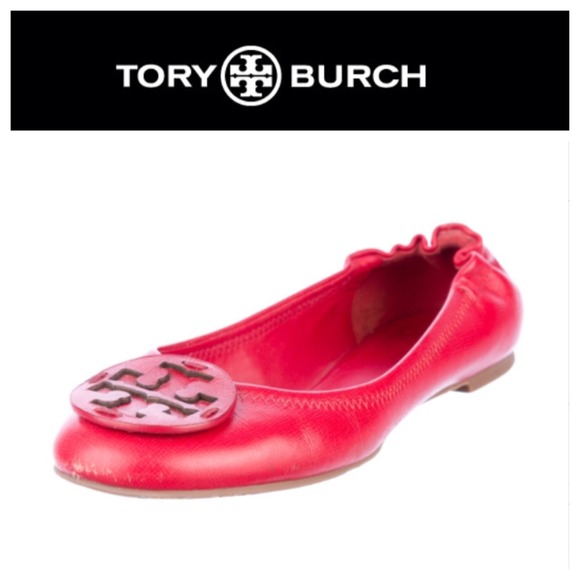Tory Burch Shoes - Nice! TORY BURCH Red Leather Flats, Size 9