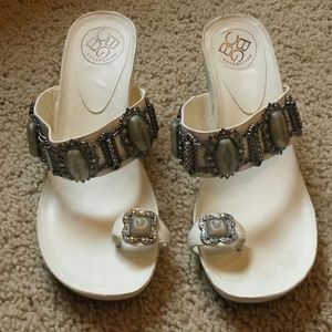 BCBGeneration white wedge sandals