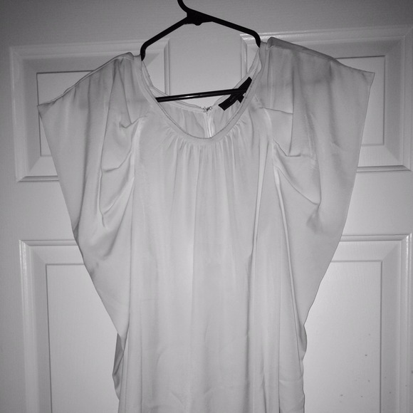 BCBG White winged shoulder long sleeve blouse - Picture 2 of 2