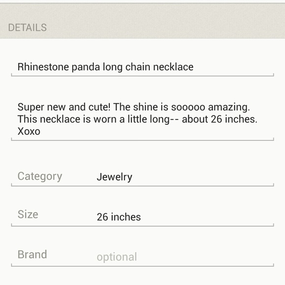 Rhinestone panda long chain necklace - Picture 4 of 4