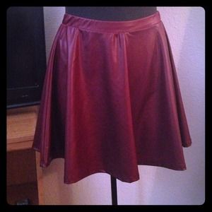 Burgundy faux leather skirt size small