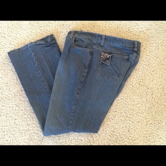 Denim Jeans with Leopard Accents - Picture 1 of 4