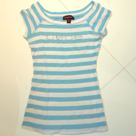 Bebe Blue Striped Top