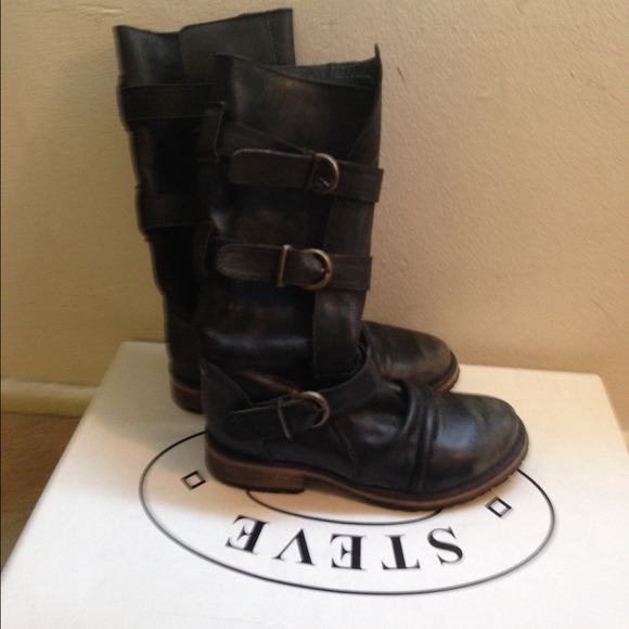 Steve Madden black leather boots 6.5