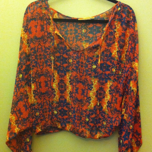 Vera wang sheer long sleeve shirt!
