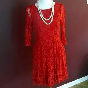 ****SOLD****True Red Rose Lace dress with sh