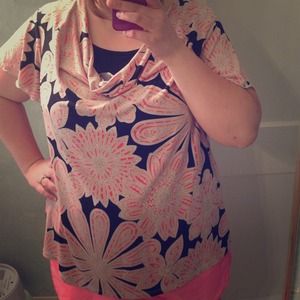 Fun coral and black top!