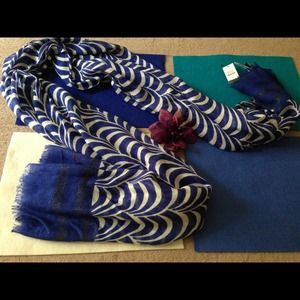 Talbots royal blue and white scarf.  Brand new