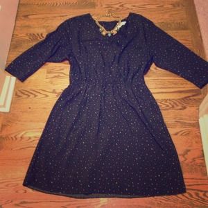 BCBG black confetti silk dress with open back