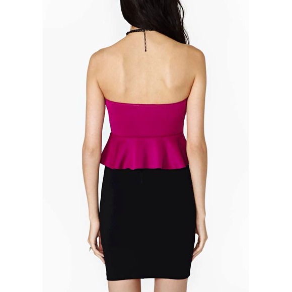 Pink Peplum Tube Top - Picture 2 of 3