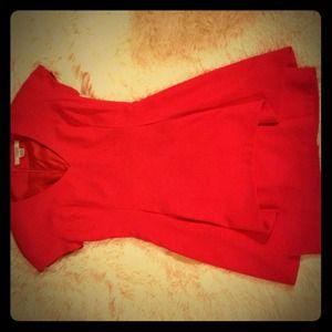 Vintage red short dress with puff sleeves size6