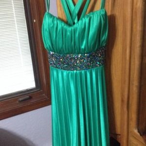 Emerald green evening gown