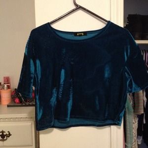Teal velvet crop top