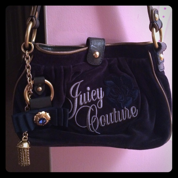 Juicy couture velour blue bag with gold chain