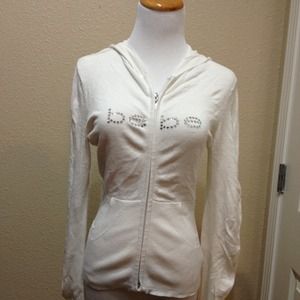 Bebe white logo hoodie with zipper