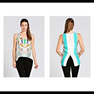 Cute top with stylish slit in back of shirt!