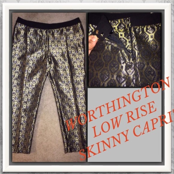 😘BLACK & GOLD WORTHINGTON LOW RISE CAPRI'S💝 - Picture 4 of 4