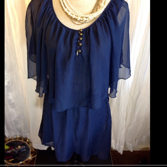 RESVD 4 candymoe72 Navy Blue Semi Sheer Dress - Picture 2 of 4
