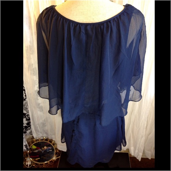 RESVD 4 candymoe72 Navy Blue Semi Sheer Dress - Picture 3 of 4