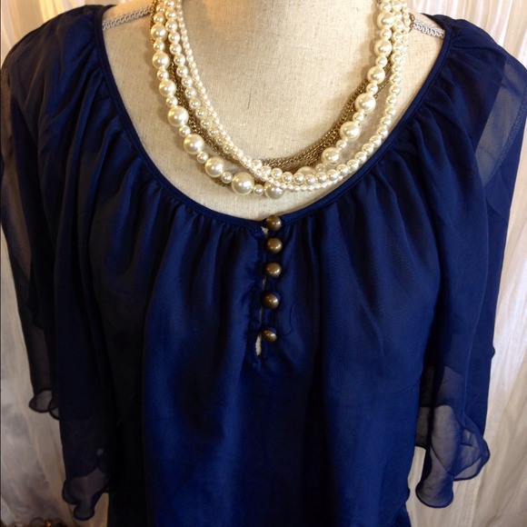 RESVD 4 candymoe72 Navy Blue Semi Sheer Dress - Picture 4 of 4