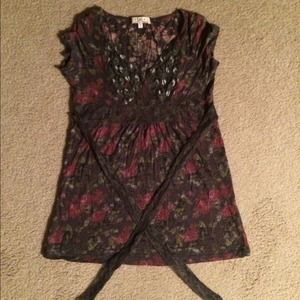 Floral back tie top