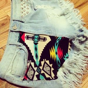 Custom studded tribal shorts 😀