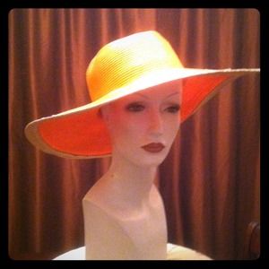 Orange/ Natural Floppy Hat