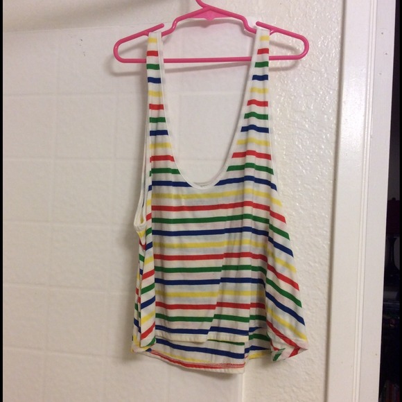 ❌Sold on vinted❌Rainbow stripped crop top - Picture 2 of 3