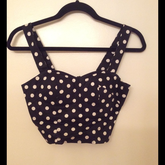 Black and White Polka Dot Crop Top / Bustier