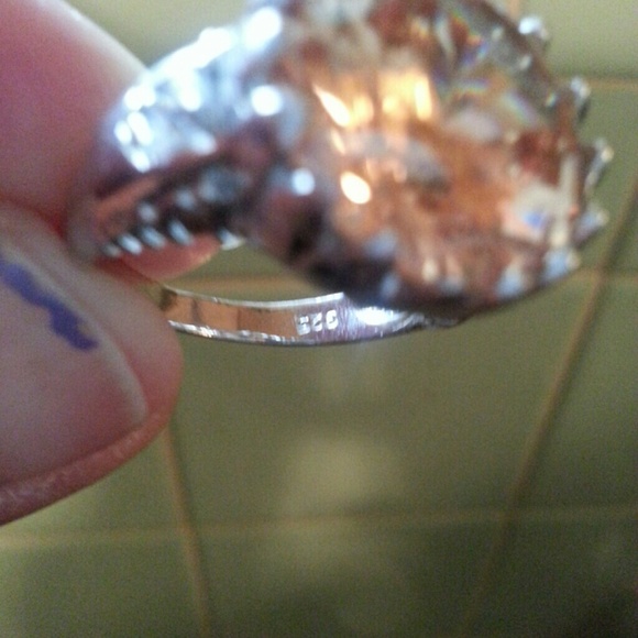 Sterling silver morganite and white sapphire ring - Picture 4 of 4