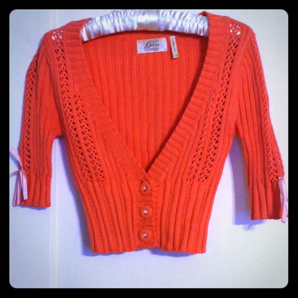 Guess Salmon Cardigan with Ribbon Detail Size XS