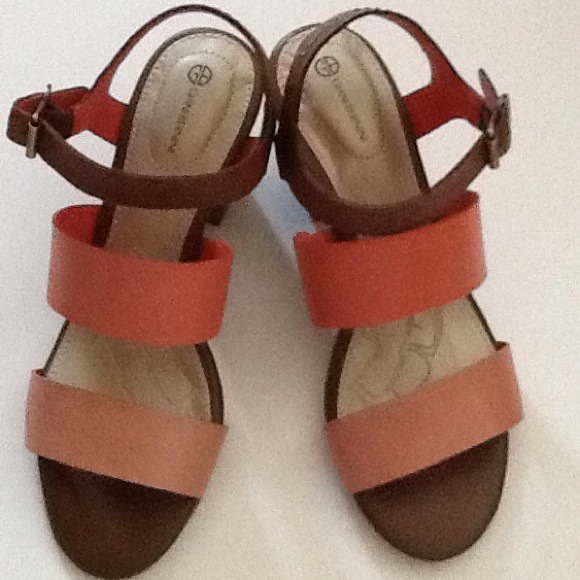 Orange peach brown sandles