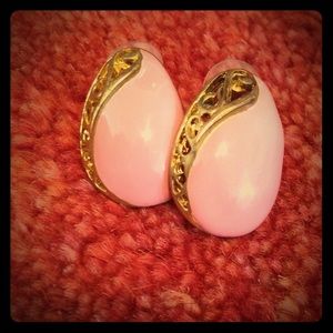 Vintage pink and gold toned earrings.